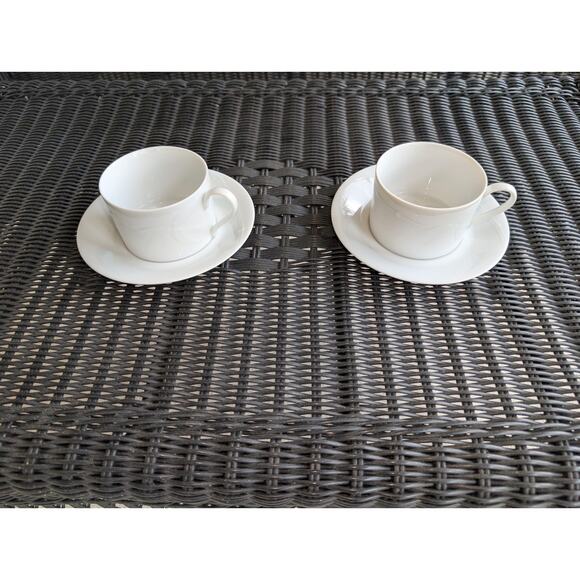 Mikasa Studio Nova Bamboo White Cup & Saucer Fine China M2050 Embossed, Set of 8 - Picture 3 of 5